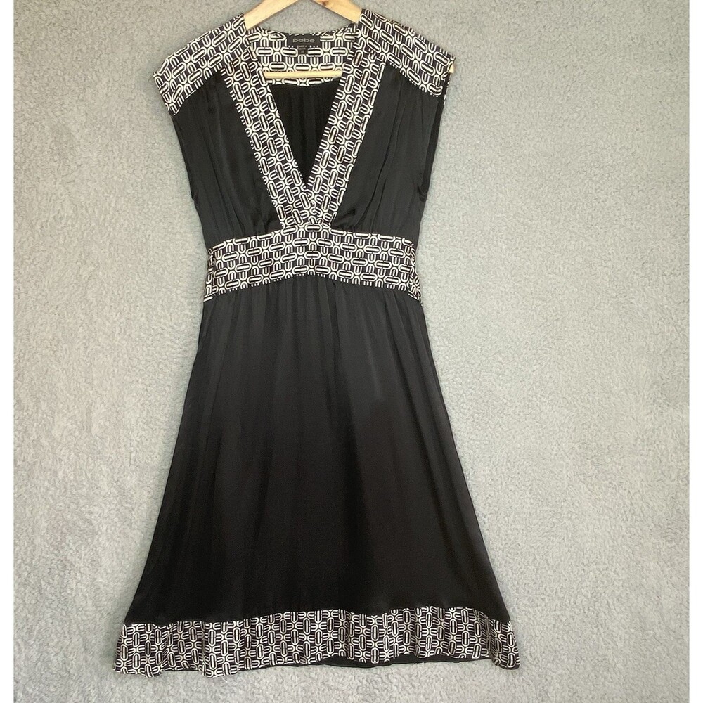 Y2K Bebe Babydoll Tie Back Satin Dress Size XS V-Neck Black